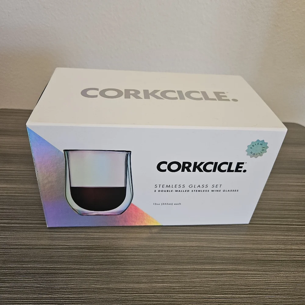 Corkcicle Stemless Glass Set of 2 New in Gift Box 12oz Glasses - Picture 1 of 4